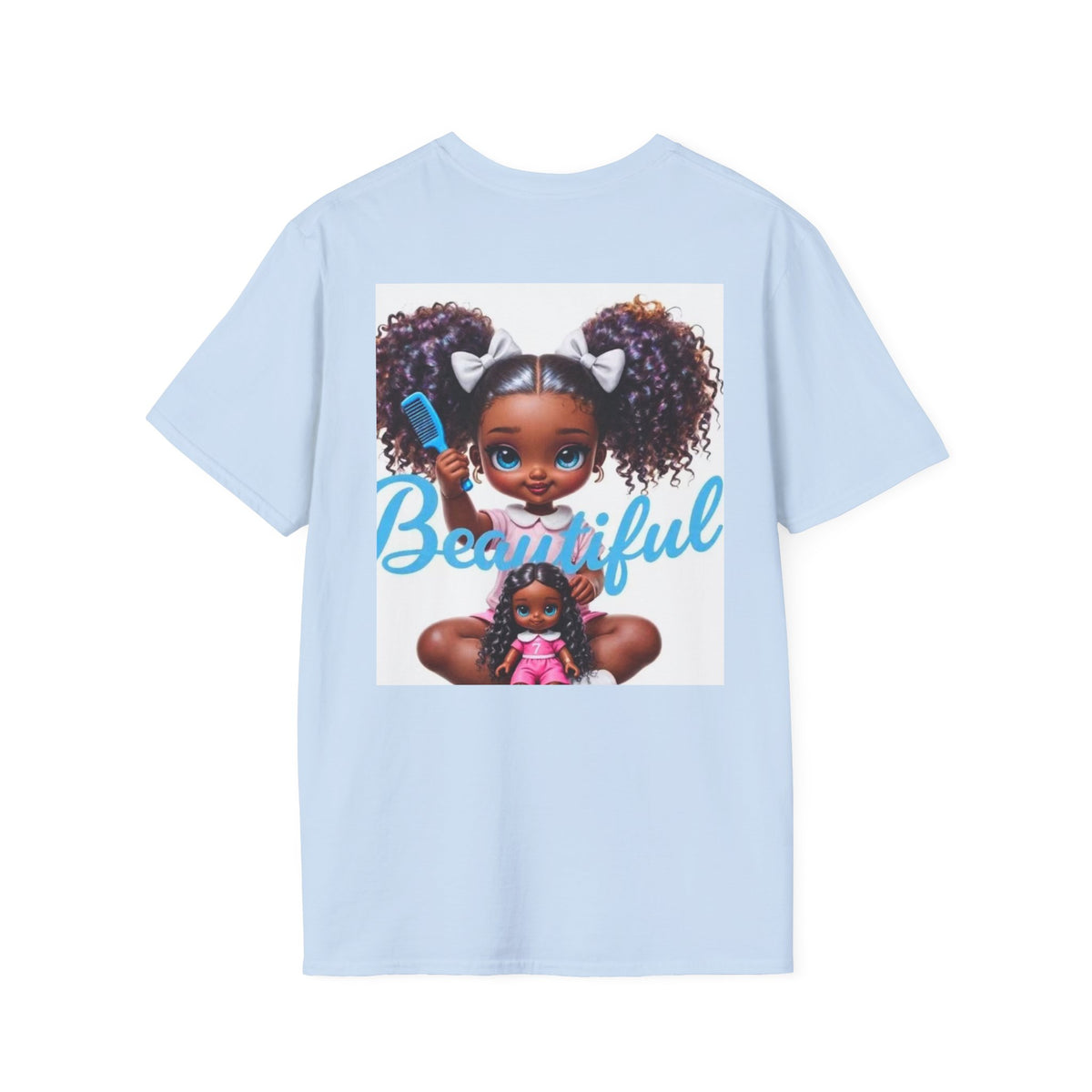 T-Shirt — "Beautiful" Cute Curly-Haired Doll Illustration Tee