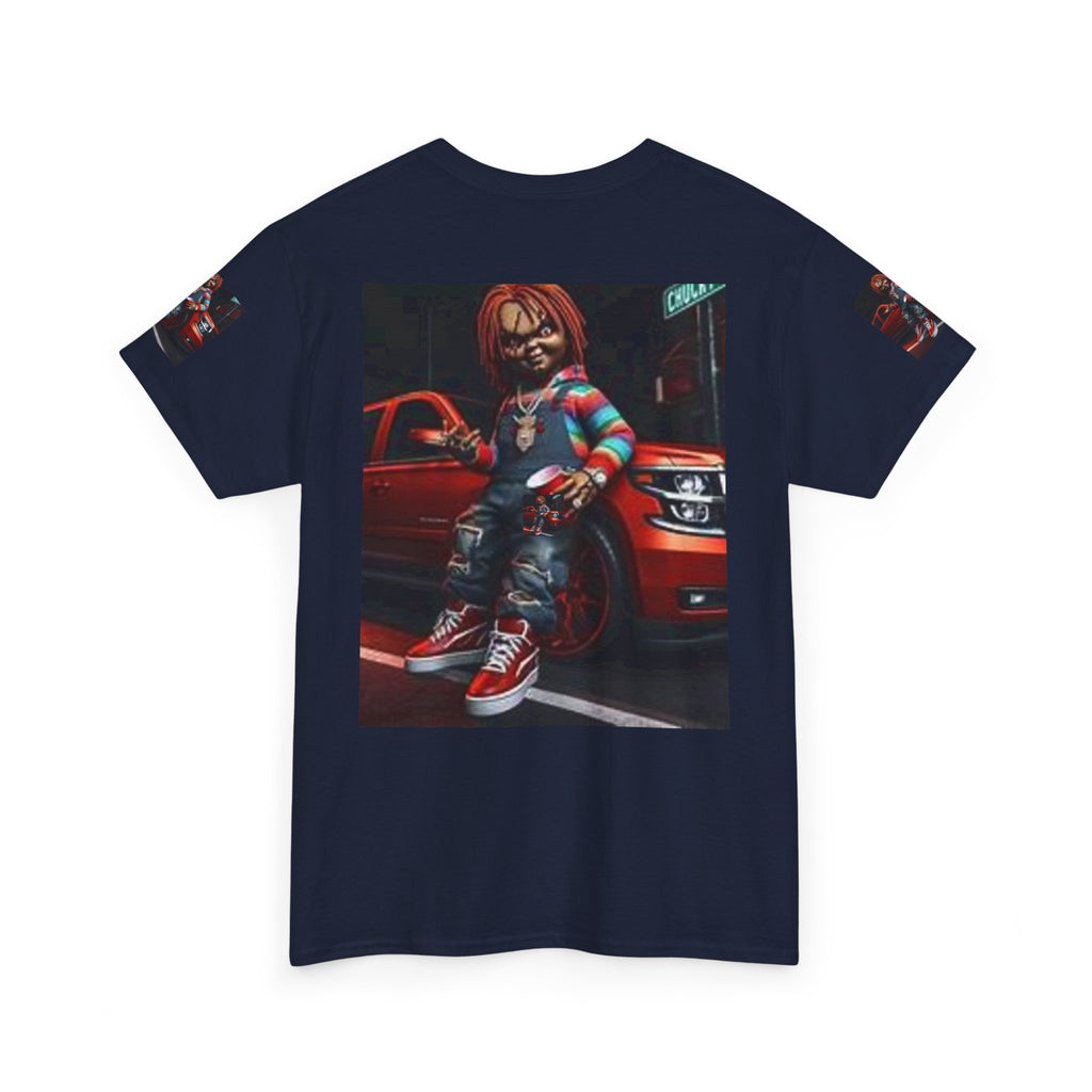 Horror Chucky Graphic Tee — Retro Red Car Street-Chill T-Shirt