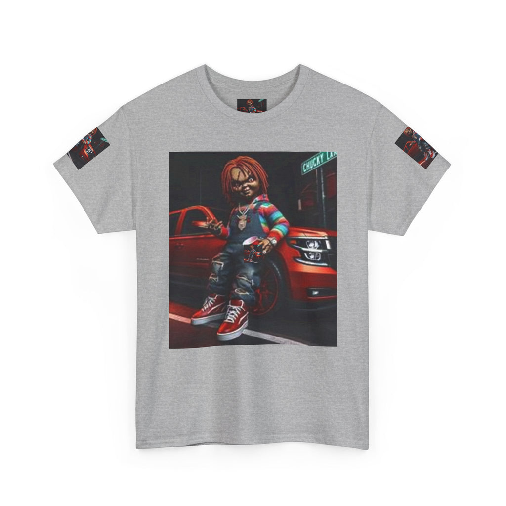 Horror Chucky Graphic Tee — Retro Red Car Street-Chill T-Shirt