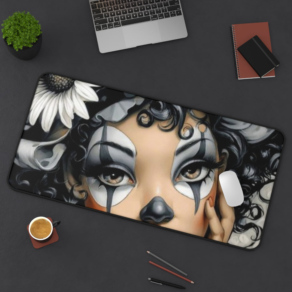 Gothic Clown Desk Mat — Moody Harlequin Mouse Pad for Gothic, Alternative Desks