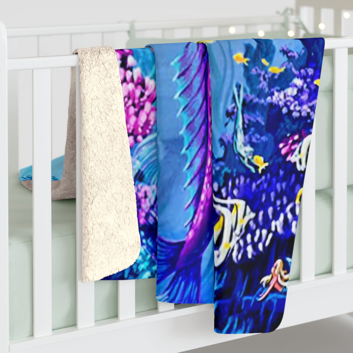 Mermaid Sherpa Fleece Blanket — Plush Ocean Fantasy Throw for Kids & Sea Lovers