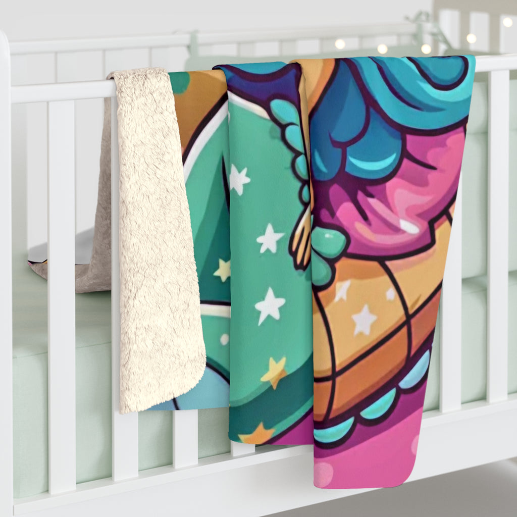 Cute Mermaid Sherpa Blanket — Cozy Fleece Throw for Kids & Beach Lovers