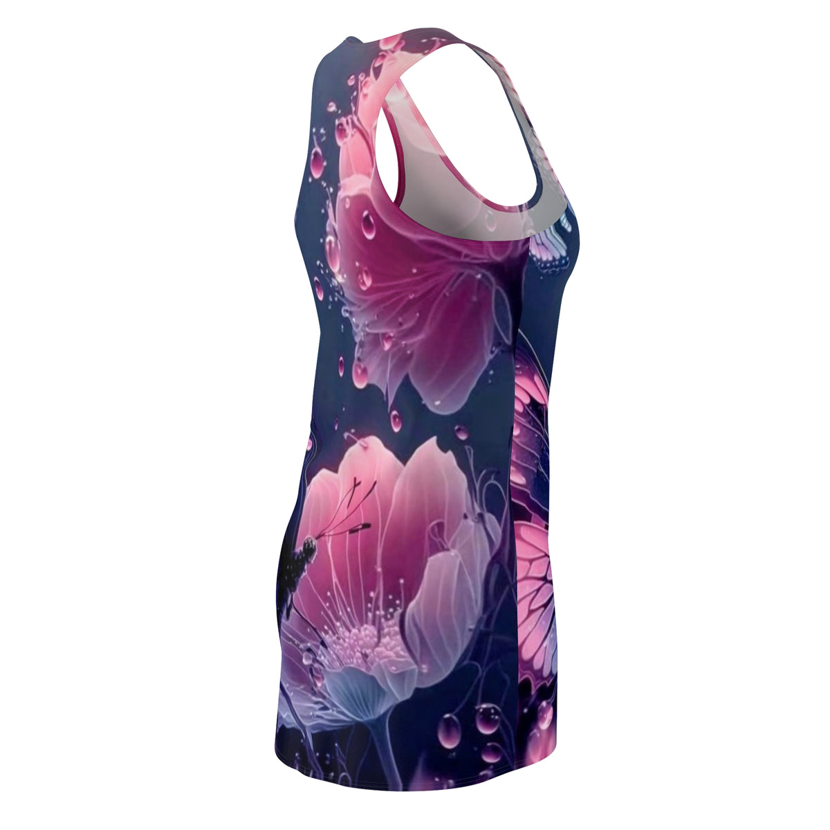 Butterfly Blossom Racerback Dress — Pink Floral AOP