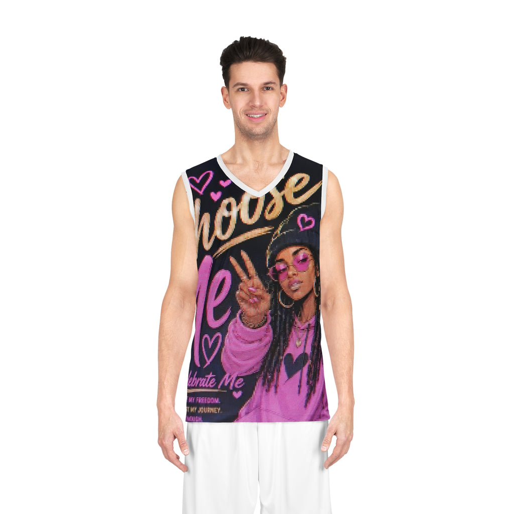 Choose Me Basketball Jersey – Pink Empowerment AOP