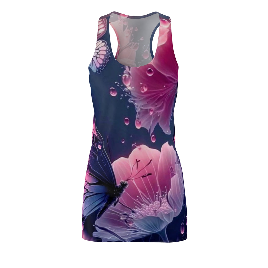 Butterfly Blossom Racerback Dress — Pink Floral AOP