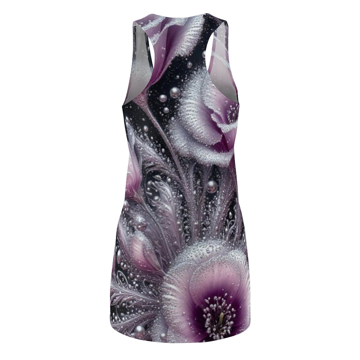 Floral Dream Racerback Dress — Purple Waterdrop Blossom All-Over Print