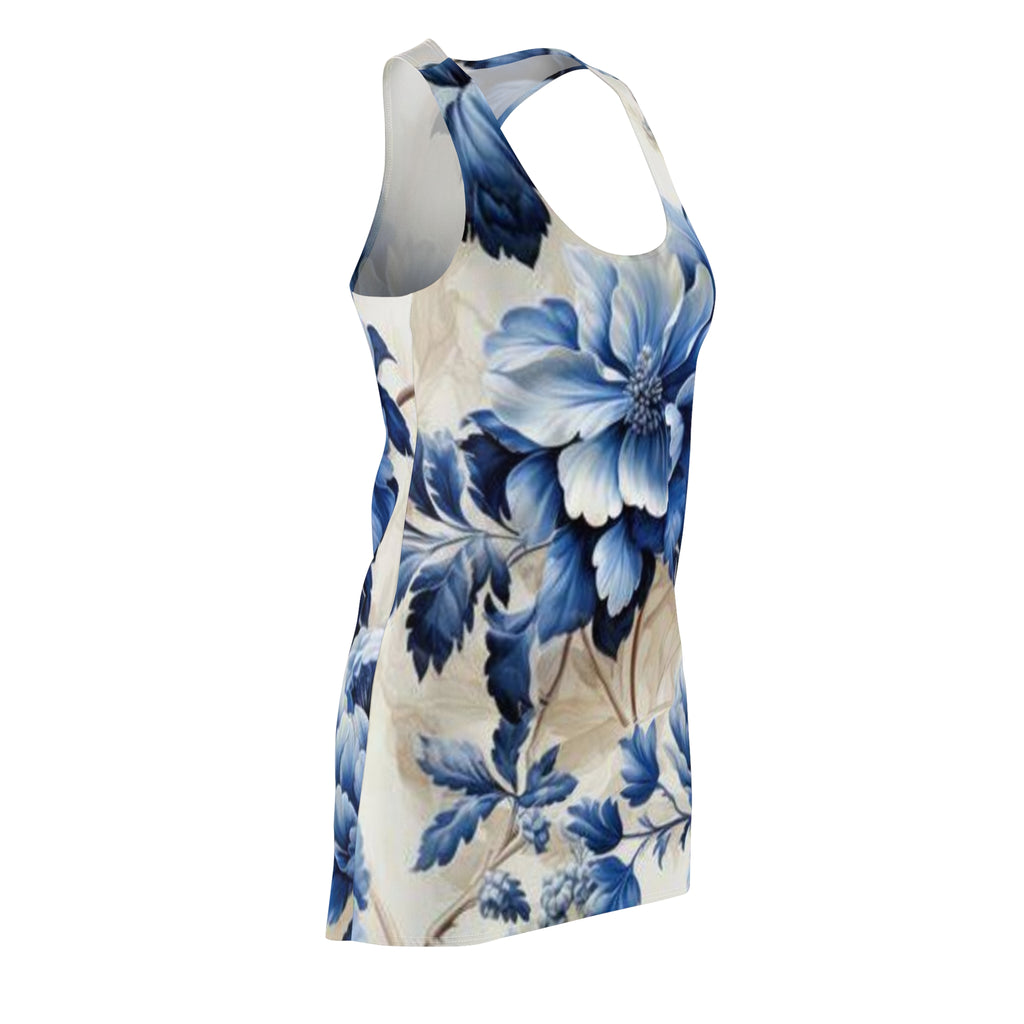Blue Floral Racerback Dress — Vintage Indigo Peony All-Over Print
