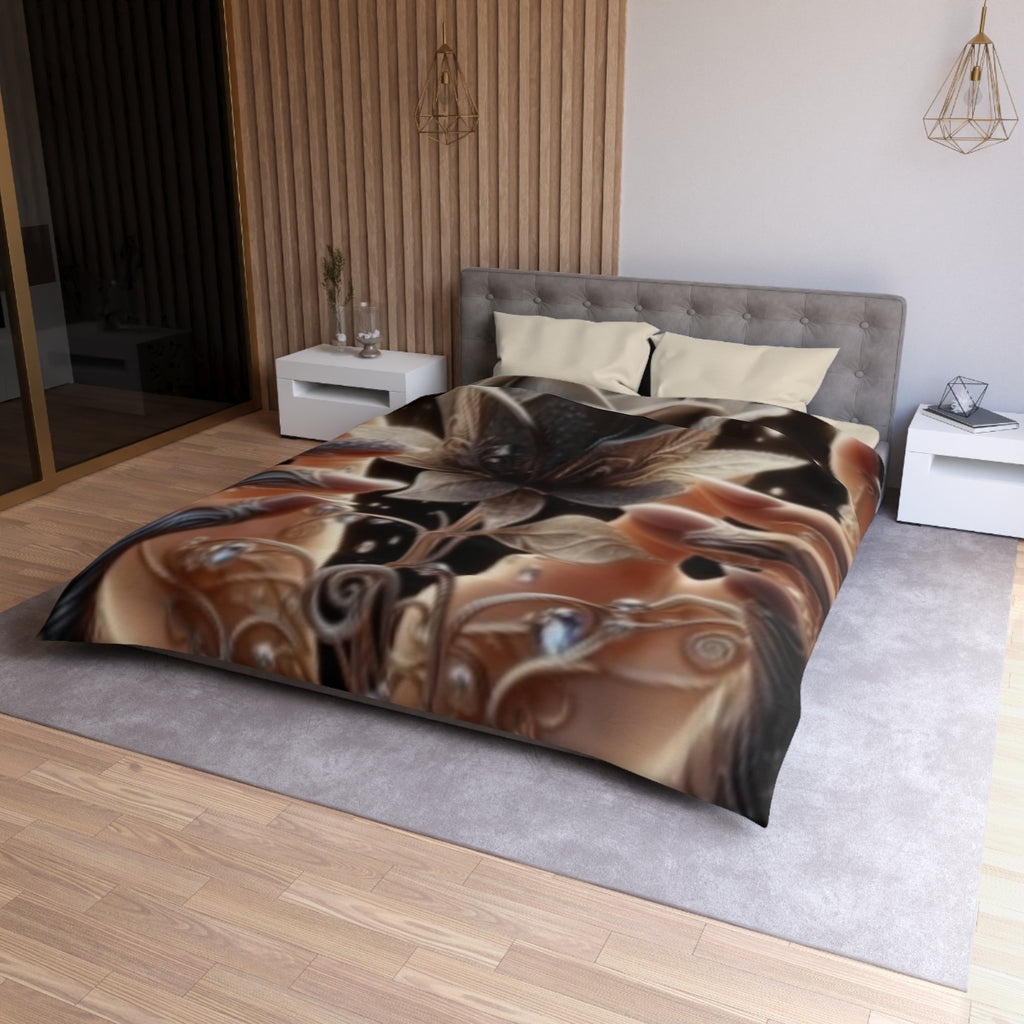 Black Rose Fantasy Duvet Cover — Elegant Floral Microfiber Bedding