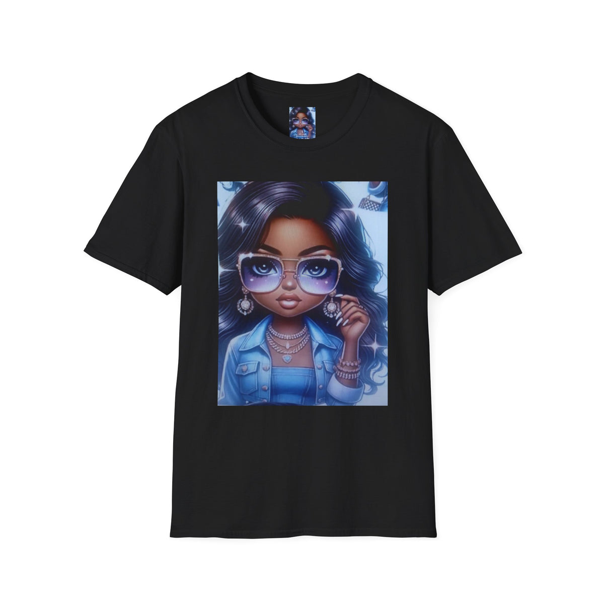 Afro Chic Graphic Tee — Girl with Sunglasses Illustration