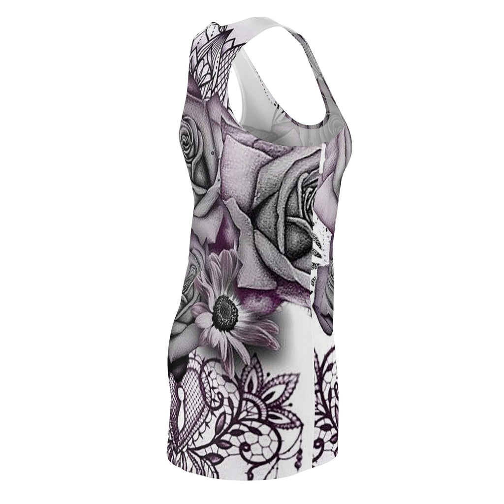Floral Lace Heart Racerback Dress — Gothic Rose All-Over Print