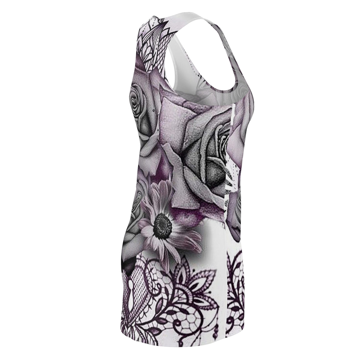 Floral Lace Heart Racerback Dress — Gothic Rose All-Over Print