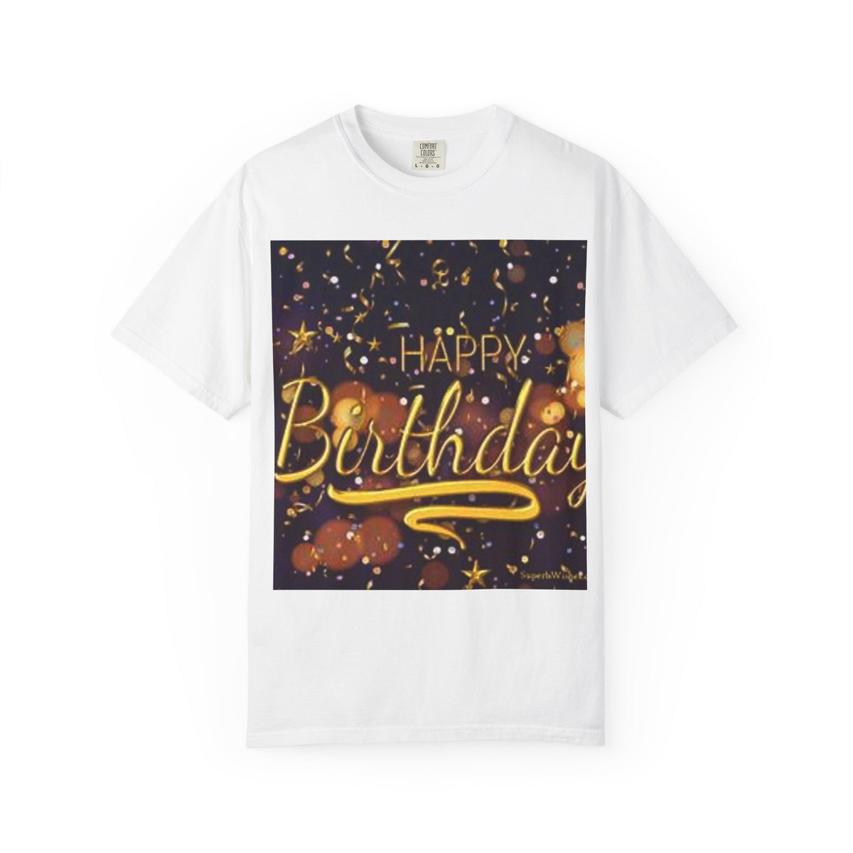Birthday T-Shirt — Gold Confetti "Happy Birthday" Tee