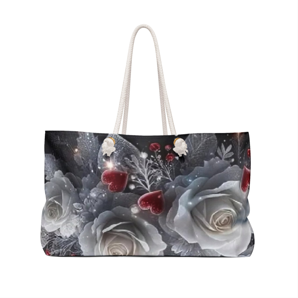 Romantic Butterfly & Rose Weekender Bag — Floral Heart Travel Tote