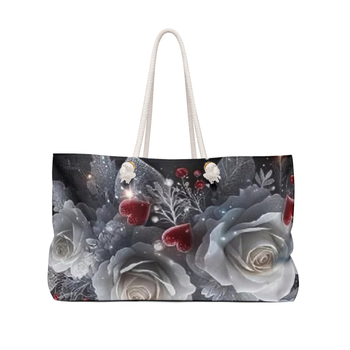 Romantic Butterfly & Rose Weekender Bag — Floral Heart Travel Tote