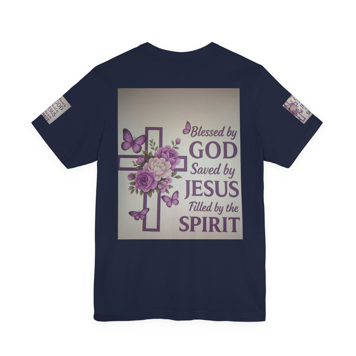 Blessed by God Christian T-Shirt — "Blessed by God, Saved by Jesus, Filled by the Spirit"