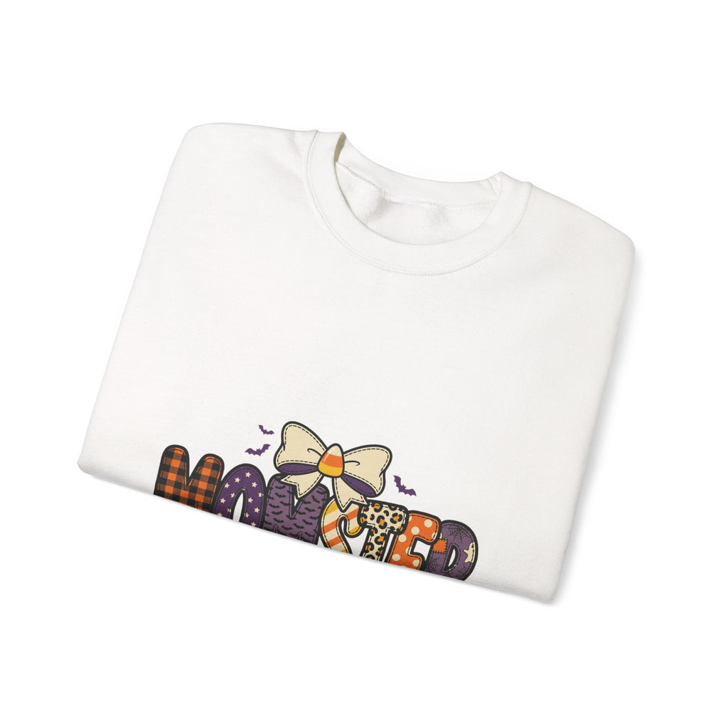 Momster Halloween Mom Sweatshirt | Cute Gothic Pumpkin Plaid Lettering