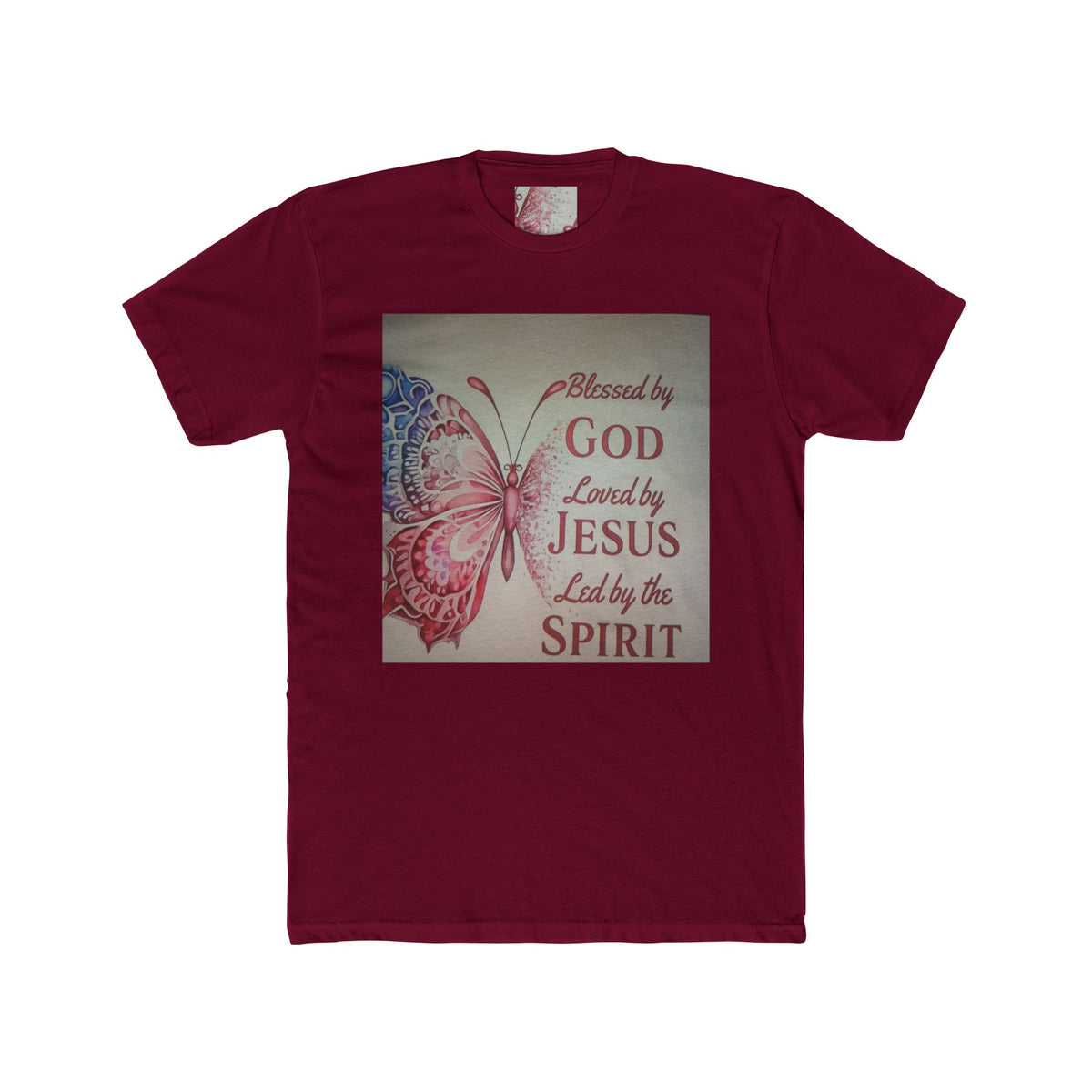 Blessed by God Butterfly Tee — "Blessed by God, Loved by Jesus, Led by the Spirit" Christian T-Shirt