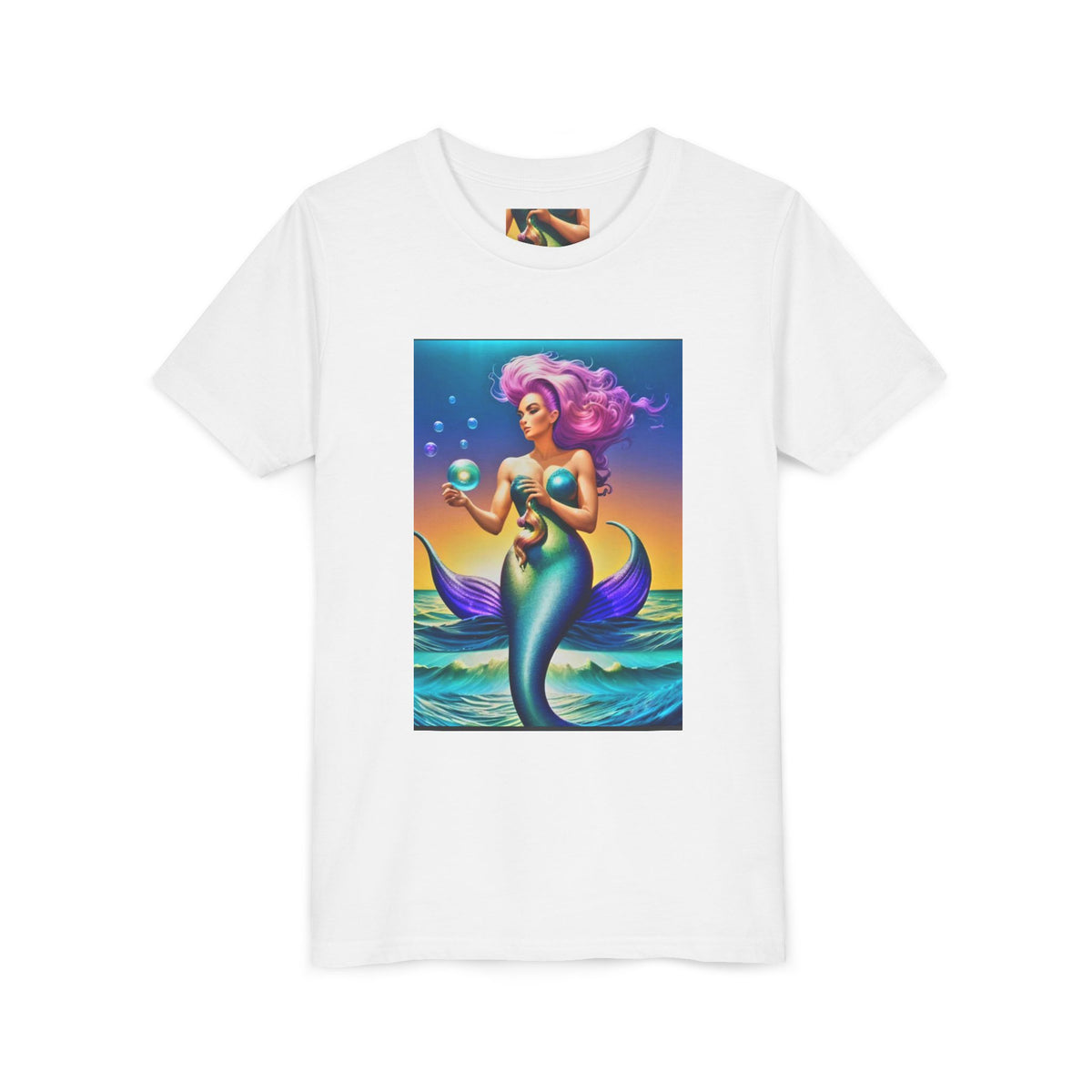 Youth Mermaid Tee — Colorful Fantasy Mermaid Graphic Shirt for Kids