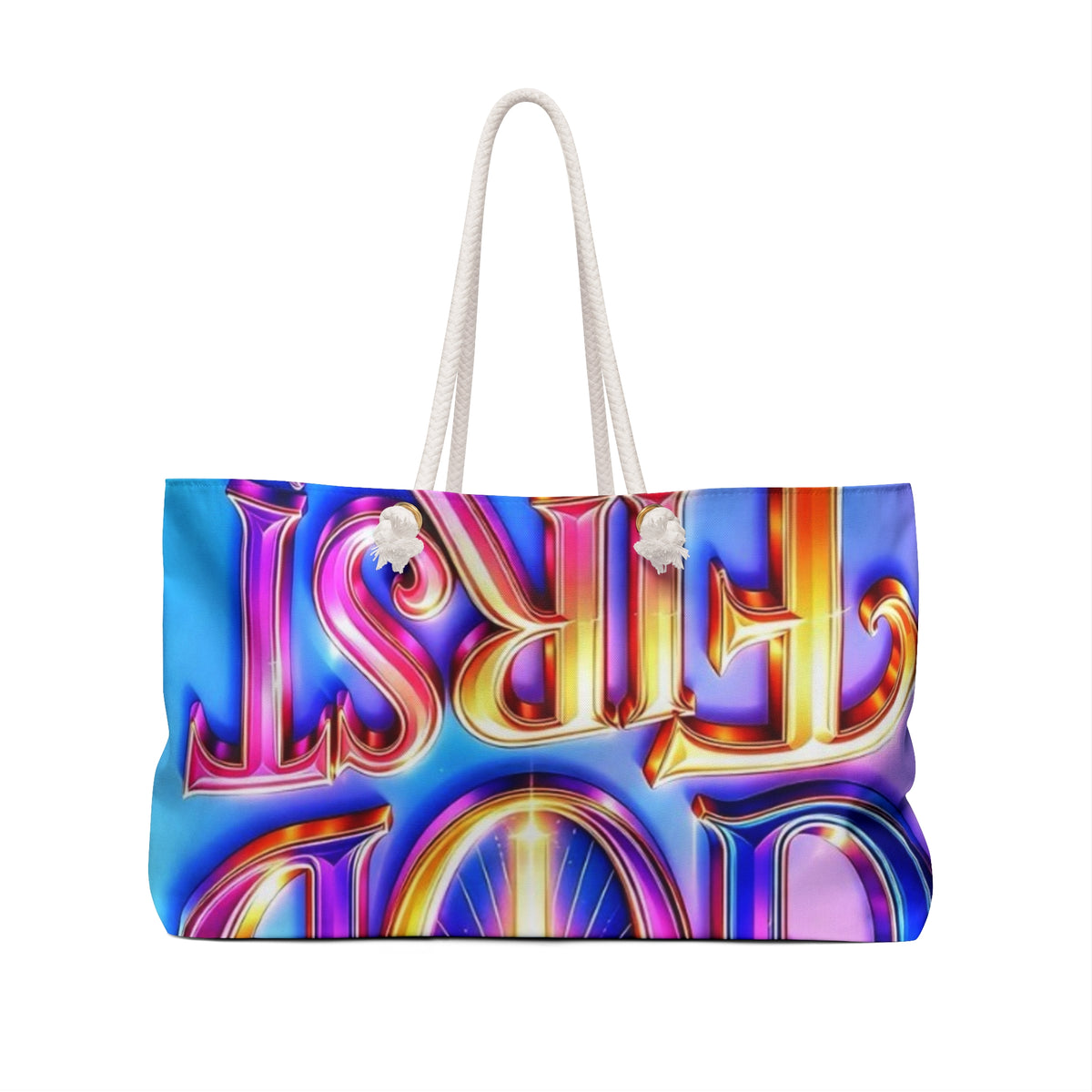 Weekender Bag — 'Always Put God First' Colorful Inspirational Travel Tote