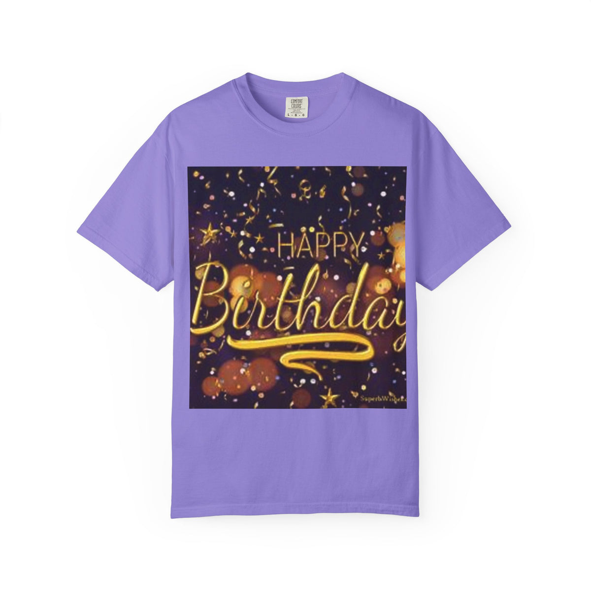 Birthday T-Shirt — Gold Confetti "Happy Birthday" Tee