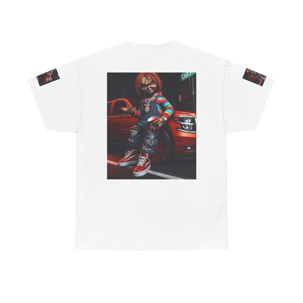 Horror Chucky Graphic Tee — Retro Red Car Street-Chill T-Shirt