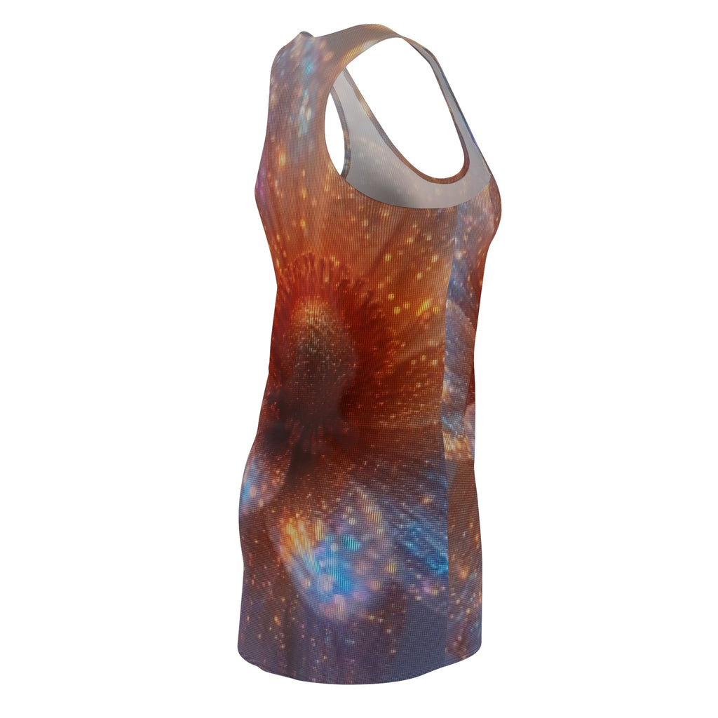 Sunburst Floral Racerback Dress — Galaxy Orange Bloom All-Over Print