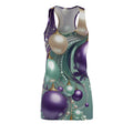Ornament Cascade Racerback Dress — Teal, Purple & Pearl Holiday Print