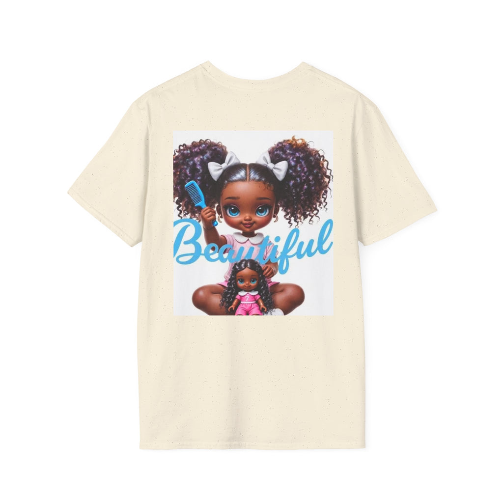 T-Shirt — "Beautiful" Cute Curly-Haired Doll Illustration Tee