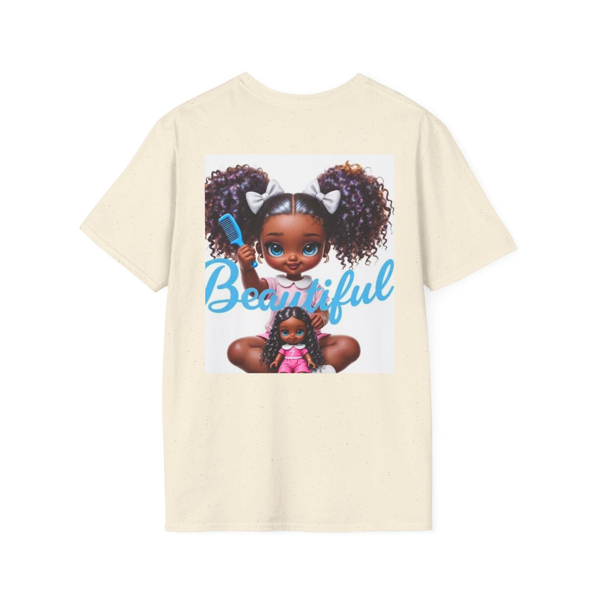 T-Shirt — "Beautiful" Cute Curly-Haired Doll Illustration Tee