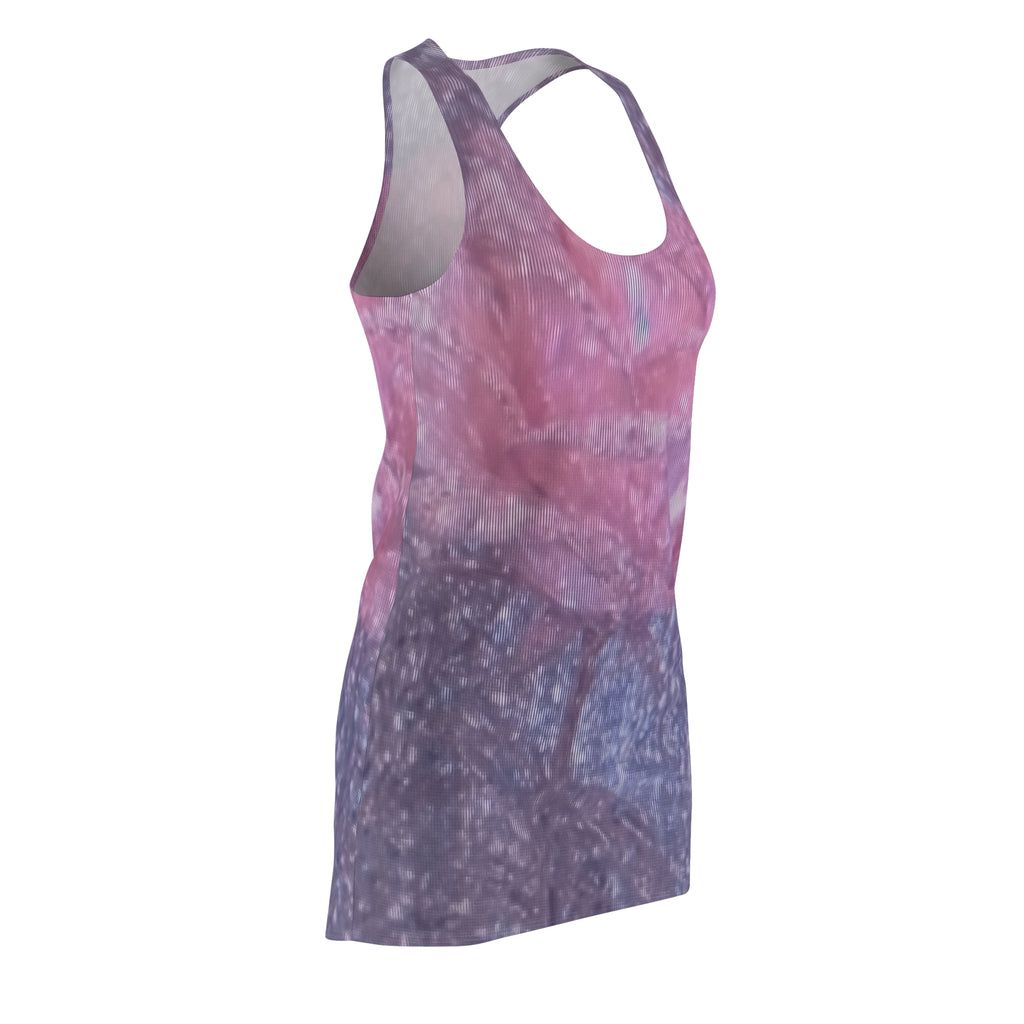 Pink Purple Abstract Racerback Dress – Marble Tie-Dye AOP