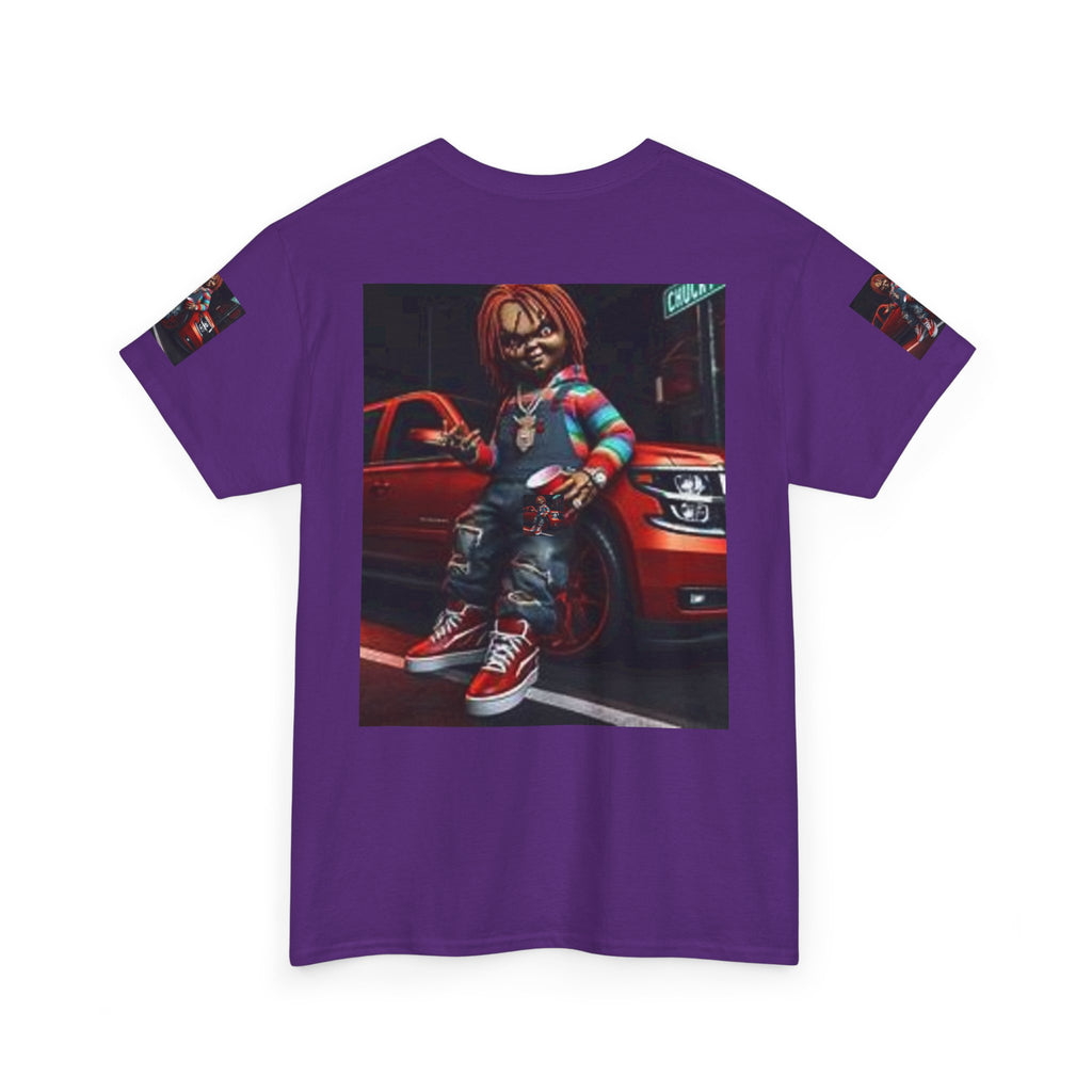 Horror Chucky Graphic Tee — Retro Red Car Street-Chill T-Shirt