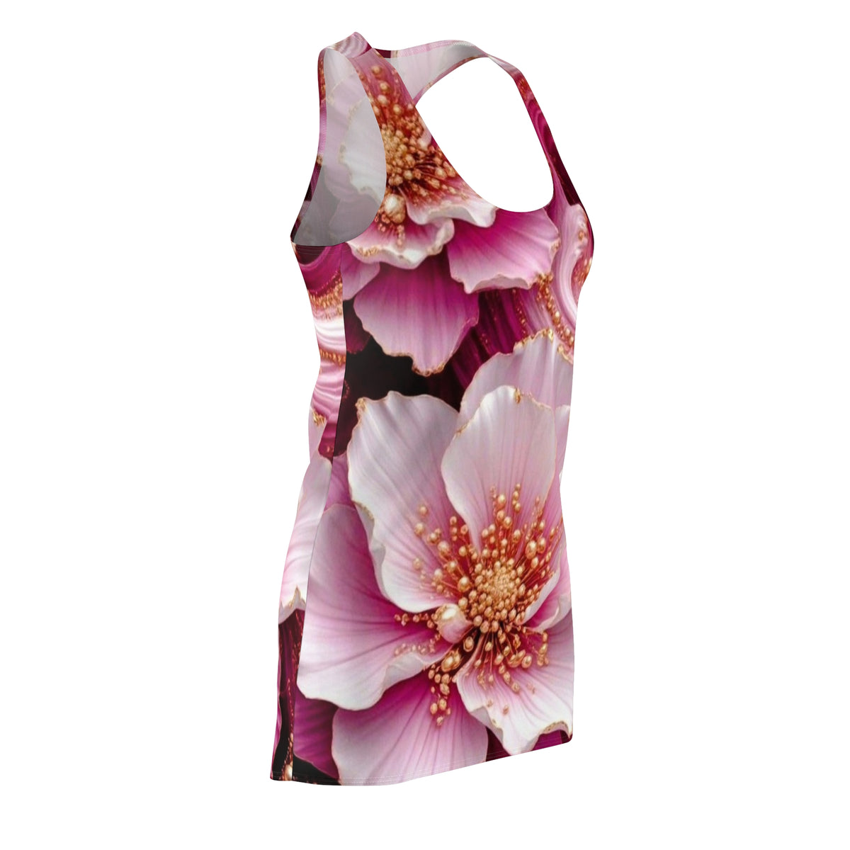 Pink Blossom Racerback Dress – All-Over Floral Print Sundress