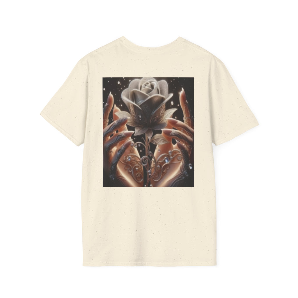 Floral Mystic Rose T‑Shirt — Ethereal Hands & Black Rose Graphic Tee