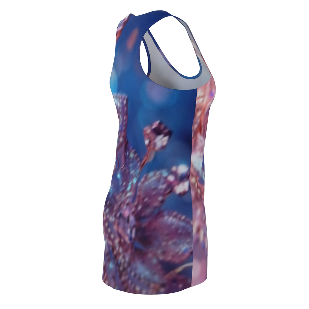 Racerback Dress — Dreamy Blue-Purple Floral Abstract All-Over Print
