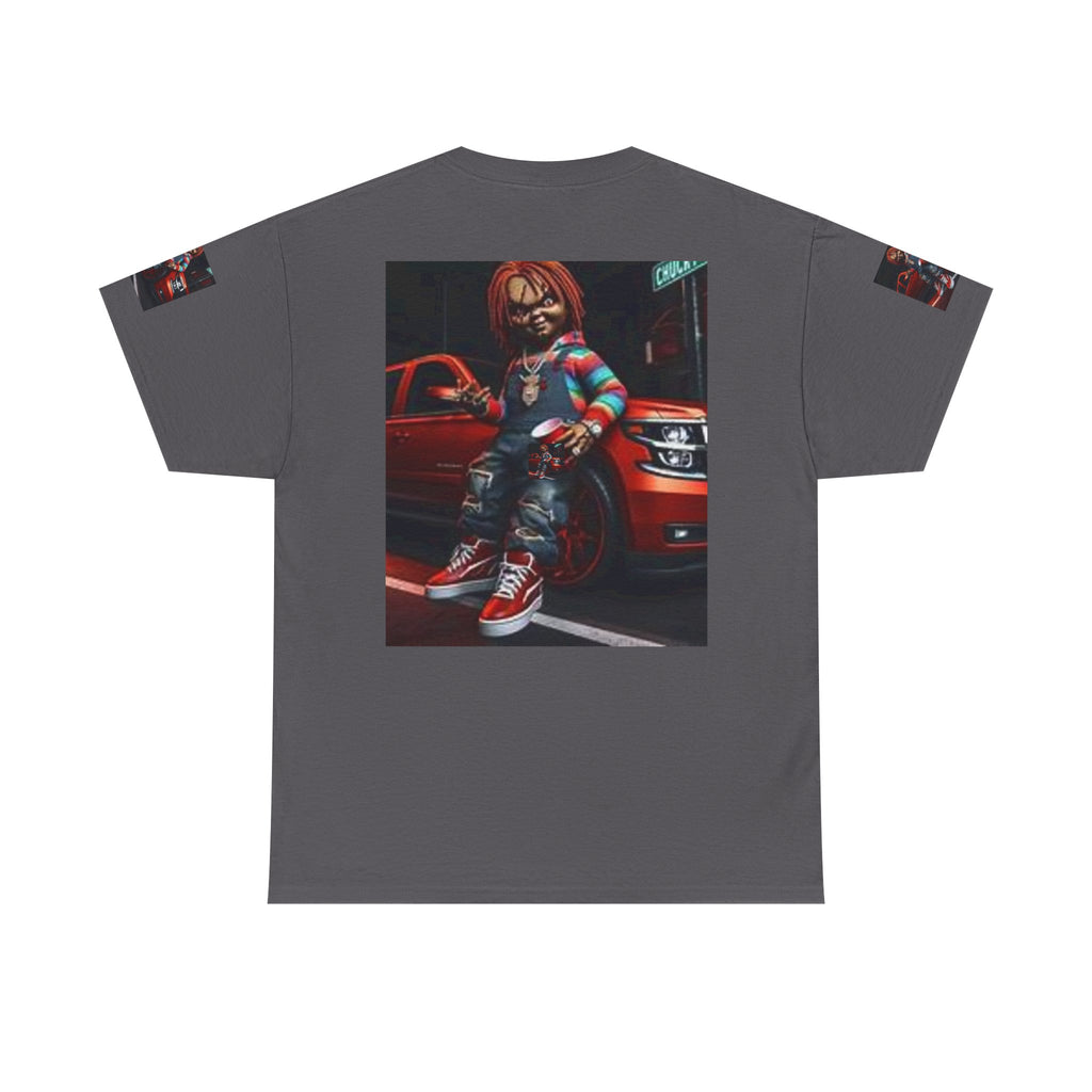 Horror Chucky Graphic Tee — Retro Red Car Street-Chill T-Shirt