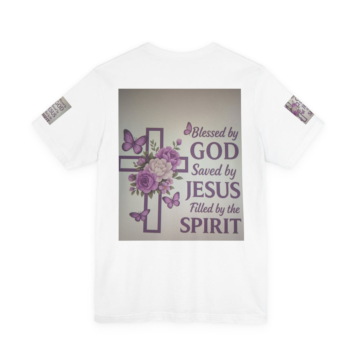 Blessed by God Christian T-Shirt — "Blessed by God, Saved by Jesus, Filled by the Spirit"