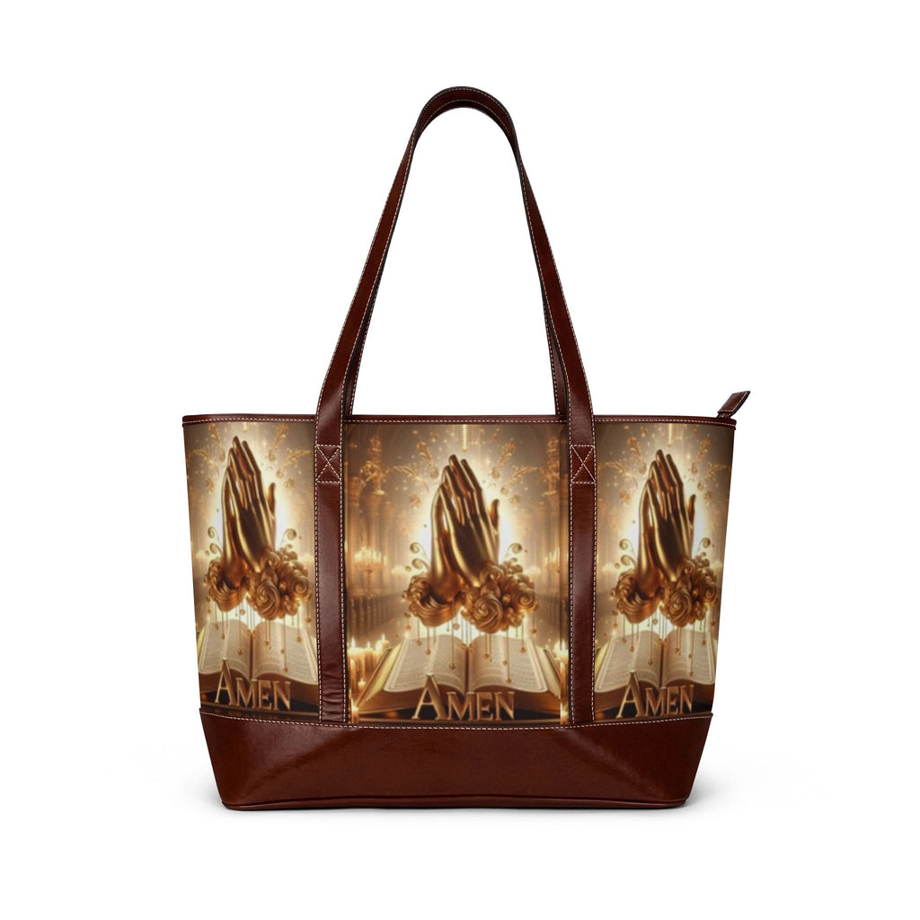 Prayer Hands Tote Bag — 'Amen' Religious Handbag for Church & Spiritual Gifts