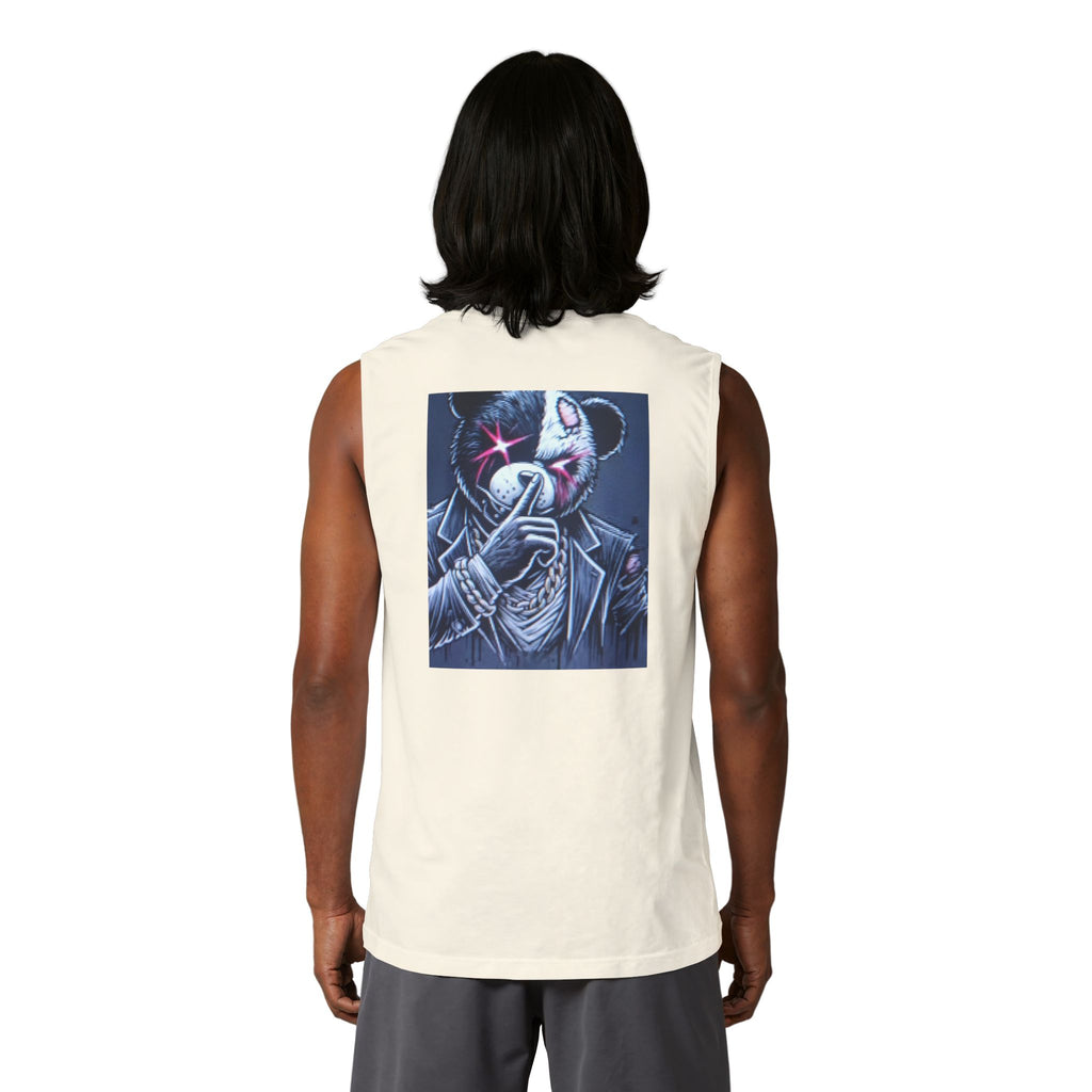 Mystery Bear Mask Muscle Tank — Dark Neon Graphic Tank Top