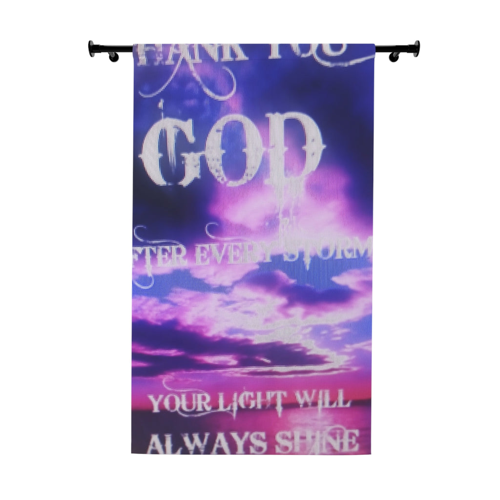 Religious Window Curtain - 'Thank You God' Inspirational Faith Decor