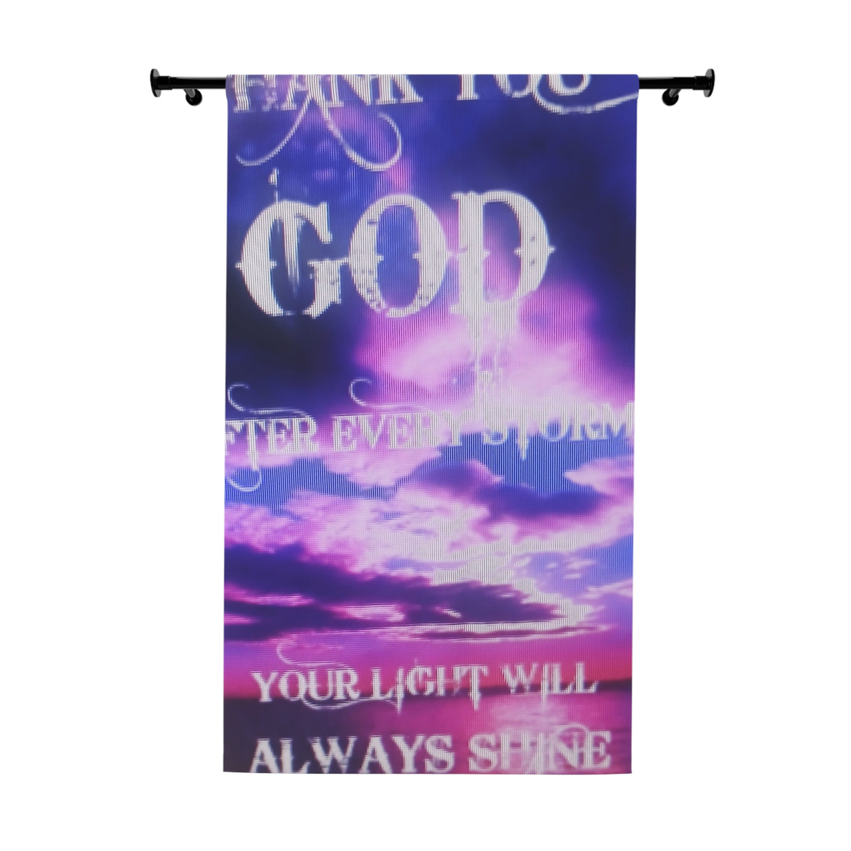 Religious Window Curtain - 'Thank You God' Inspirational Faith Decor