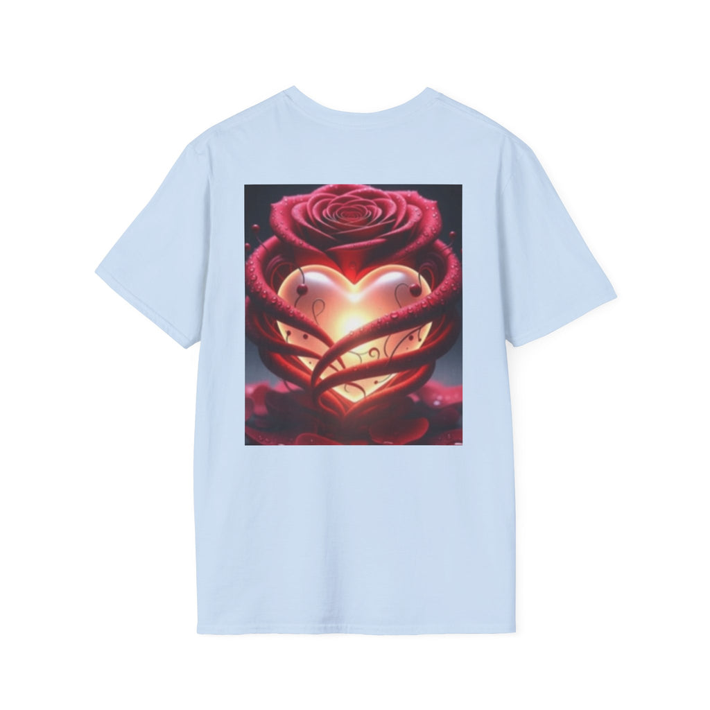 Heart Rose T-Shirt — Glowing Heart & Rose Graphic Tee