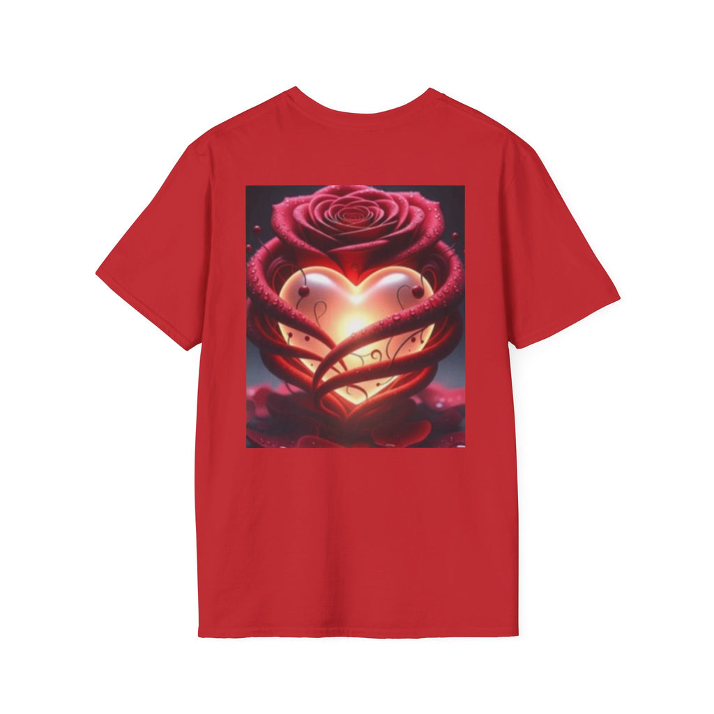 Heart Rose T-Shirt — Glowing Heart & Rose Graphic Tee