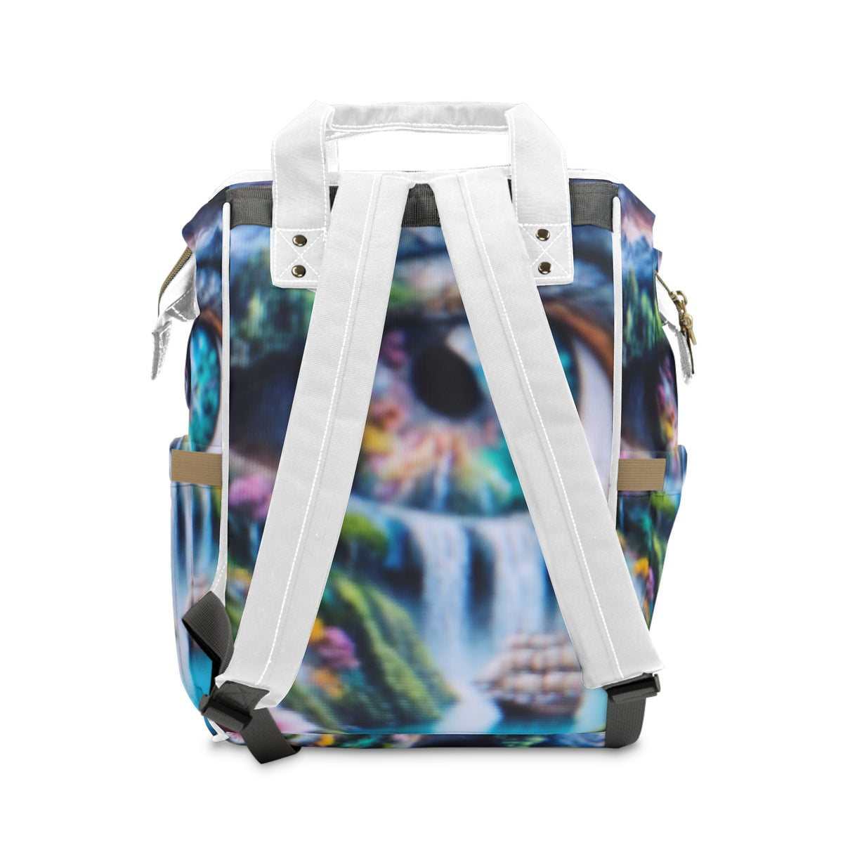 Diaper Backpack – Colorful Waterfall Eye Print Multifunctional Baby Bag
