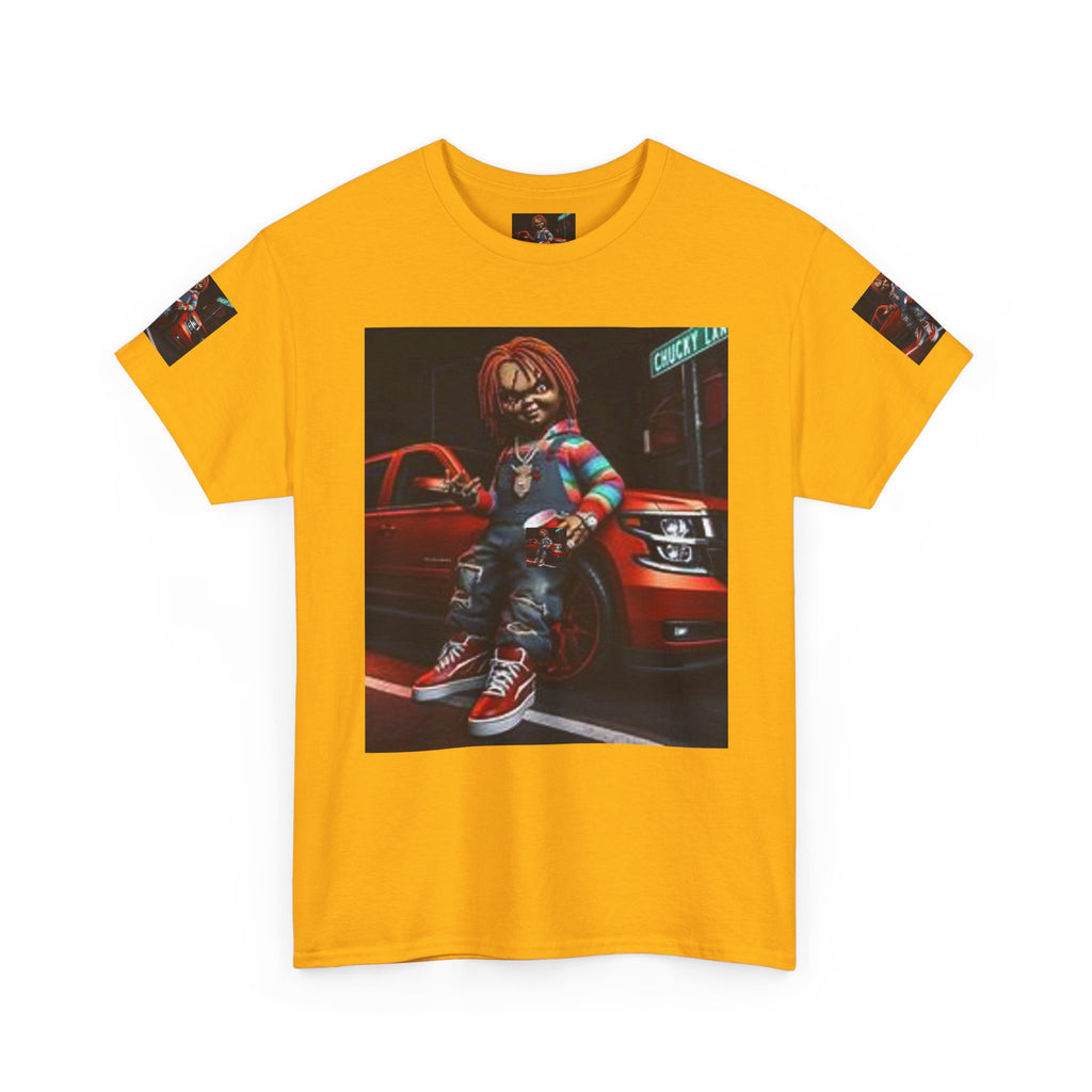 Horror Chucky Graphic Tee — Retro Red Car Street-Chill T-Shirt