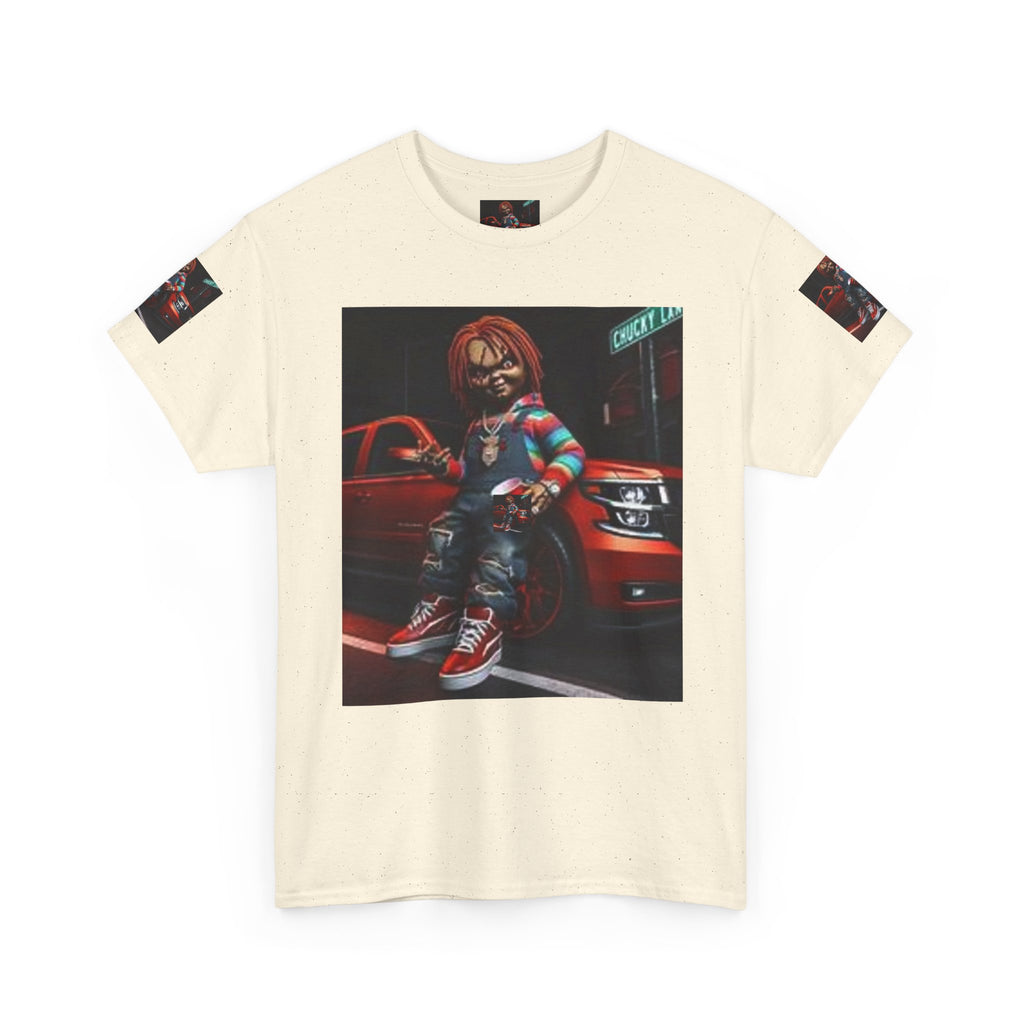 Horror Chucky Graphic Tee — Retro Red Car Street-Chill T-Shirt