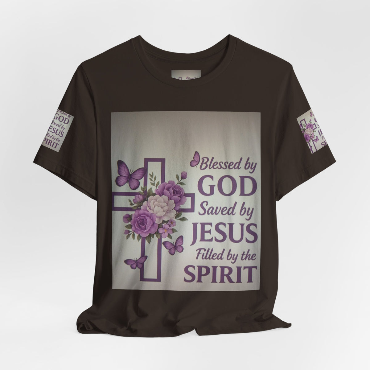 Blessed by God Christian T-Shirt — "Blessed by God, Saved by Jesus, Filled by the Spirit"