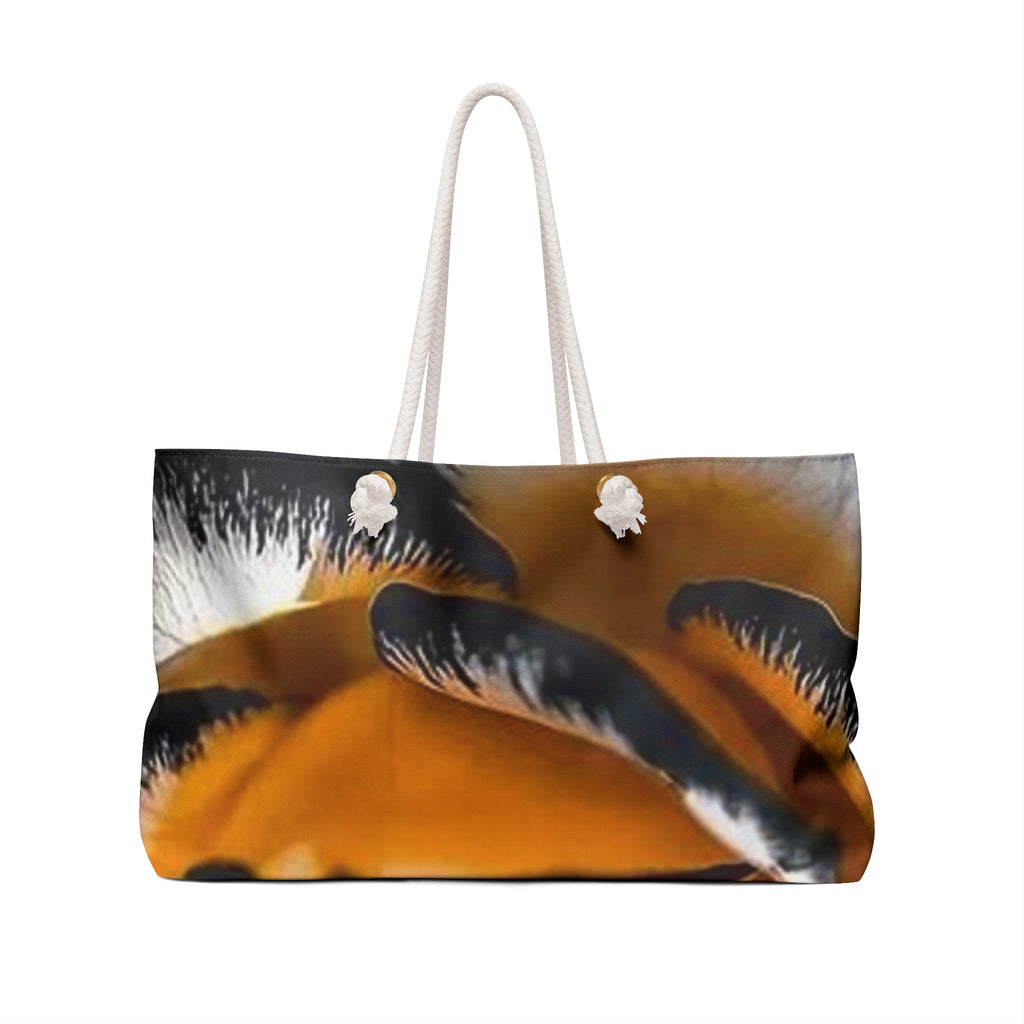 Orange Black Rose Weekender Bag — Floral Travel Tote