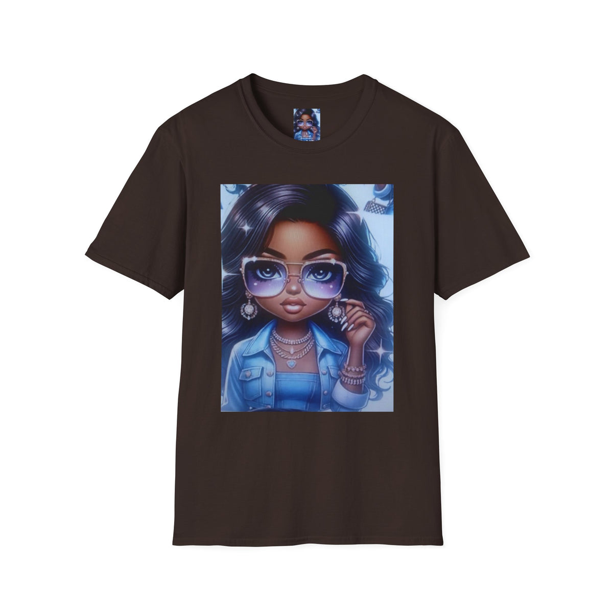 Afro Chic Graphic Tee — Girl with Sunglasses Illustration