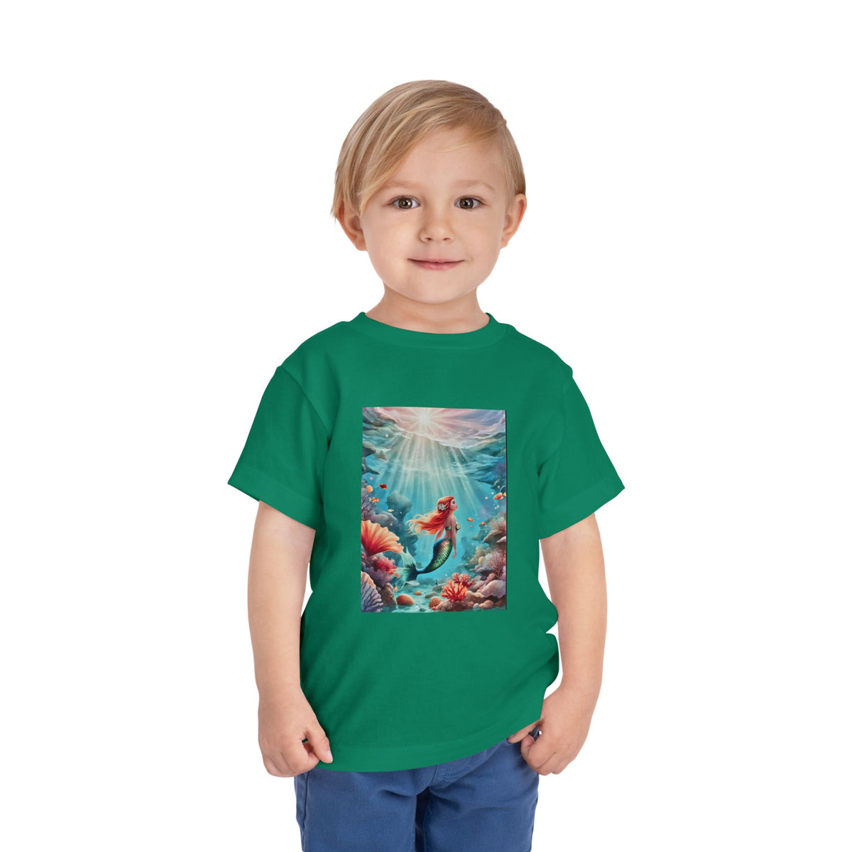 Mermaid Toddler Tee – Underwater Sunlight Sea Life Graphic
