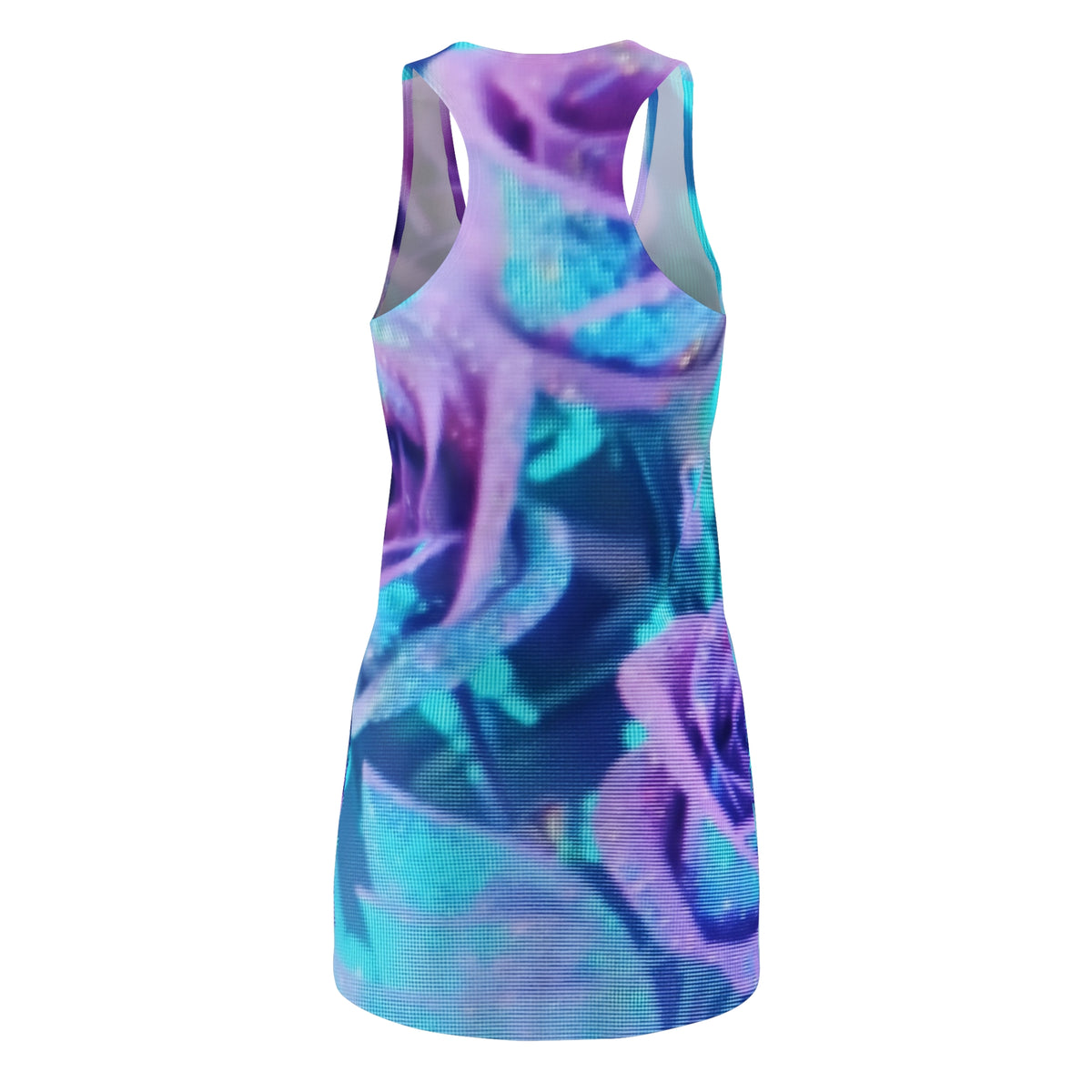 Racerback Dress — Teal & Purple Glitter Rose All-Over Print